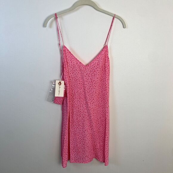 For Love & Lemons Twinkle Slip Mini Dress Pink S Spaghetti Straps Romantic - Picture 4 of 10